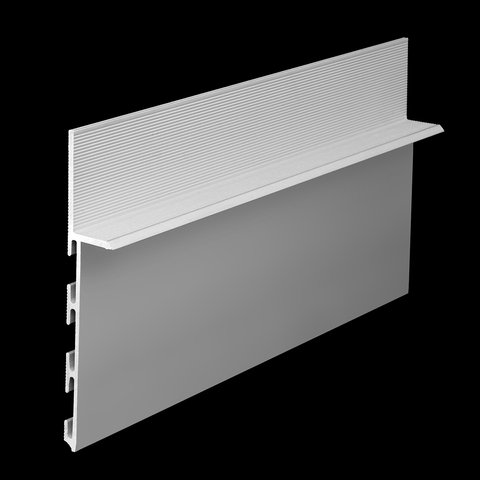 Aluminum plinth for hidden installation 80 mm with MDF insert 75 mm