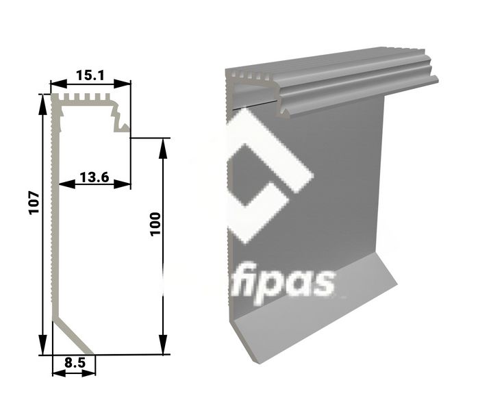 Plinthe encastrée en aluminium avec éclairage LED 100 mm HP-1001L фото