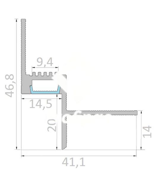 ALUMINUM PROFILE OF SHADOW SEAM 14 MM, WITH LED LIGHT, RAL9005 black