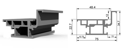 Алюмінієвий профіль для дверної коробки прихованого монтажу без покриття HD-75001 фото