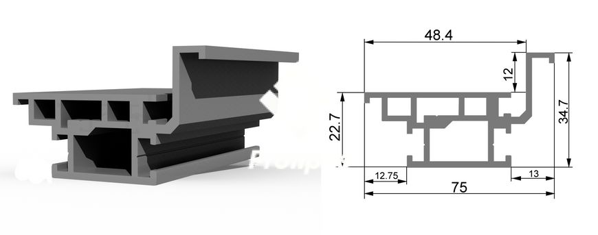 Aluminum door frame profile, concealed mounting frame without coating