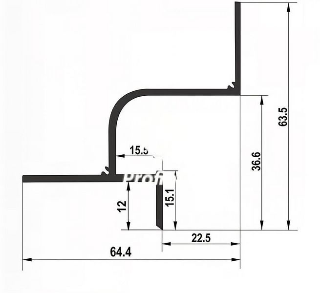 Shadow joint profile with LED ice lighting 20 mm, floating ceiling, BLACK Ral 9005 mat Curved TP-202L фото