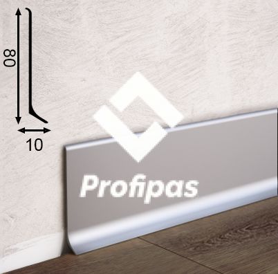 Surface-mounted aluminum skirting board, 80 mm, silver