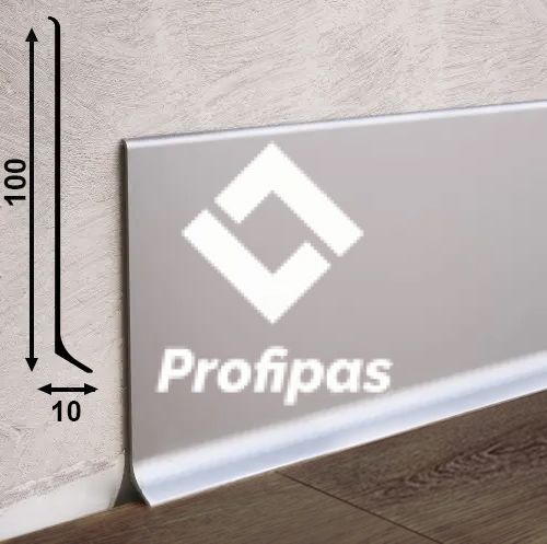 Surface-mounted aluminum skirting board, 100 mm., RAL