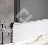 55mm Recessed Aluminum Skirting Board, Matte Silver Finish (RAL Coated)