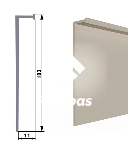 Integrated 103 mm.,  hidden installation aluminum skirting board, silver