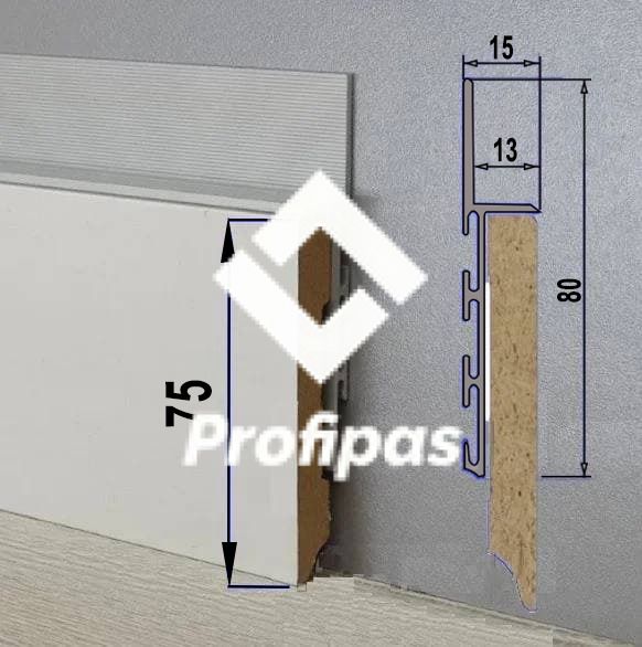 Integrated 80 mm.,  hidden installation aluminum skirting board,