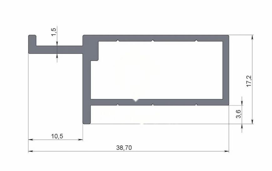 Aluminum quarter profile for the production of concealed doors (internal opening)