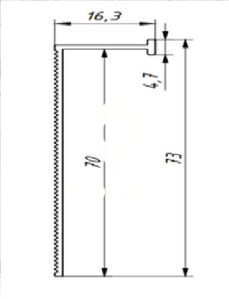 Integrated 70 mm.,  hidden installation aluminum skirting board,