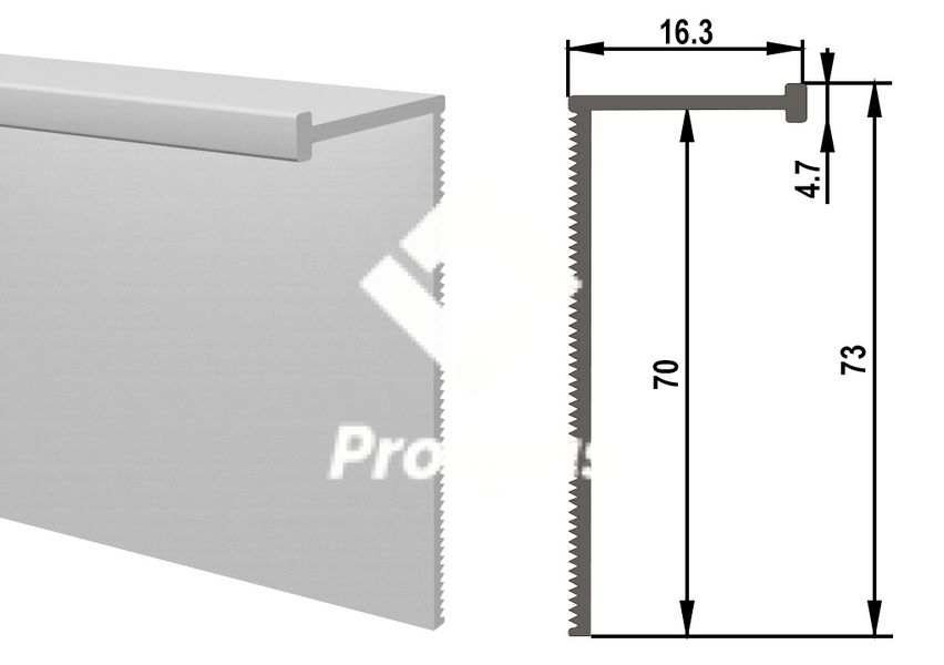 Integrated 70 mm.,  hidden installation aluminum skirting board,