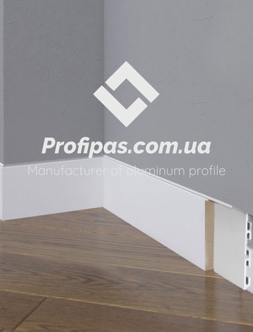 Integrated 80 mm.,  hidden installation aluminum skirting board, silver