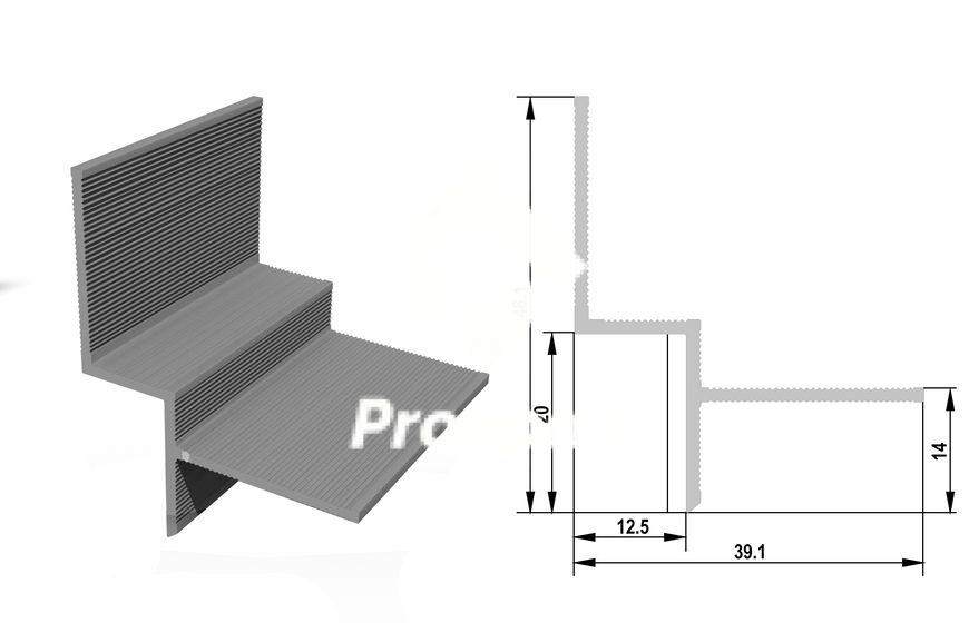 Aluminum shadow joint profile, flush-mounted, 20 mm for flooring.