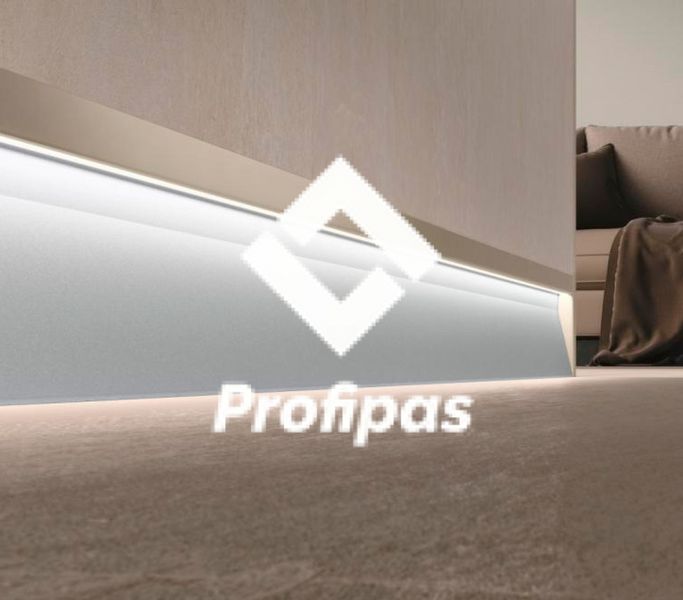 Concealed aluminum skirting board with LED lighting 60 mm (RAL)